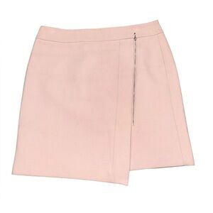 White House Black Market Womens Sz 6 Pink Rose Mist Asymmetrical-Zip Mini Skirt